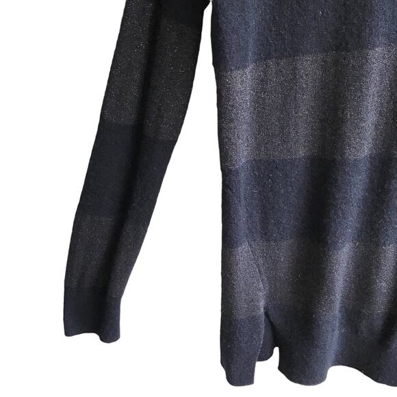 Vince Cashmere Rugby Stripe Sweater Size M Metallic Knit Preppy Academia Office - Picture 9 of 14